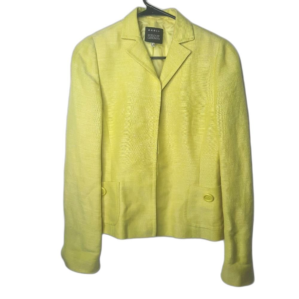 Akris Yellow Linen Blend  Blazer Jacket Size 8